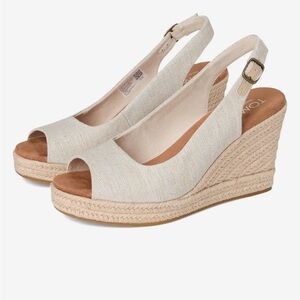 Toms Cream Espadrille Wedges with Slingback BRAND NEW WITH TAGS Size 9